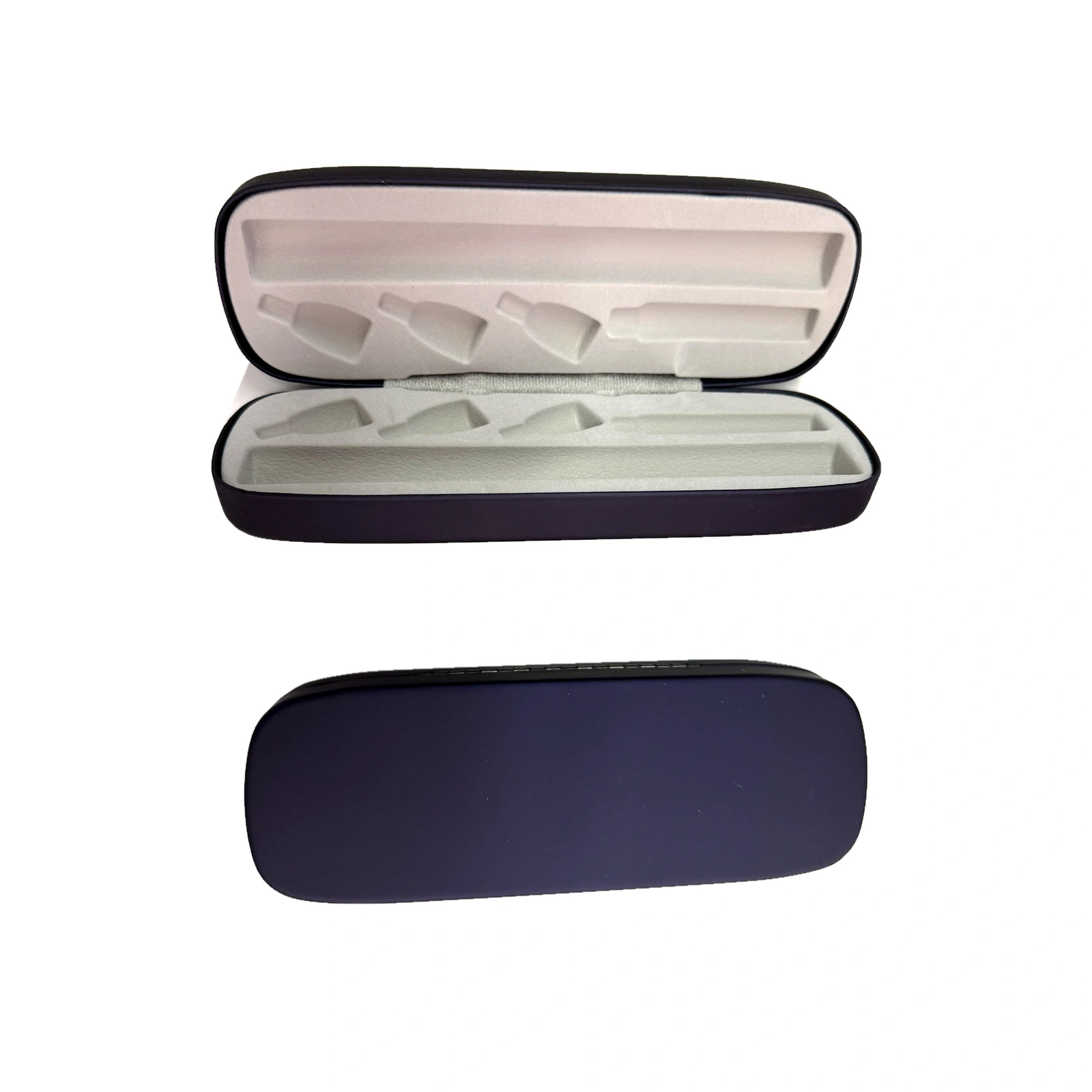 Open injection pen case with pen and cartridge
